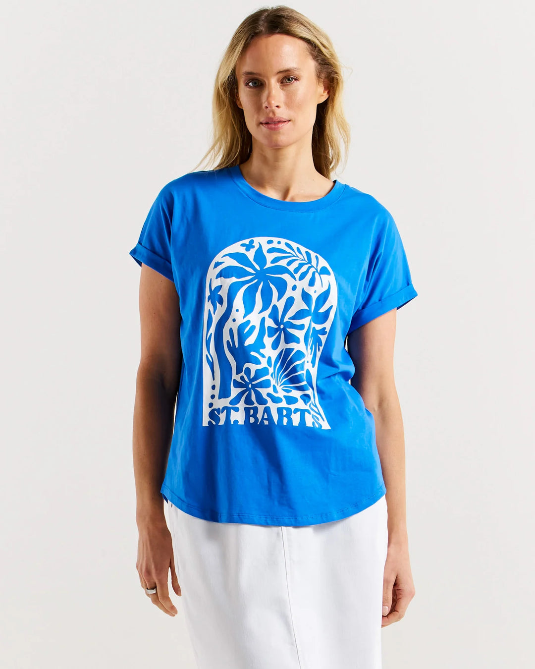 Betty Basics | Hailey Short Sleeve Tee - St Barts Palms | Shut the Front Door