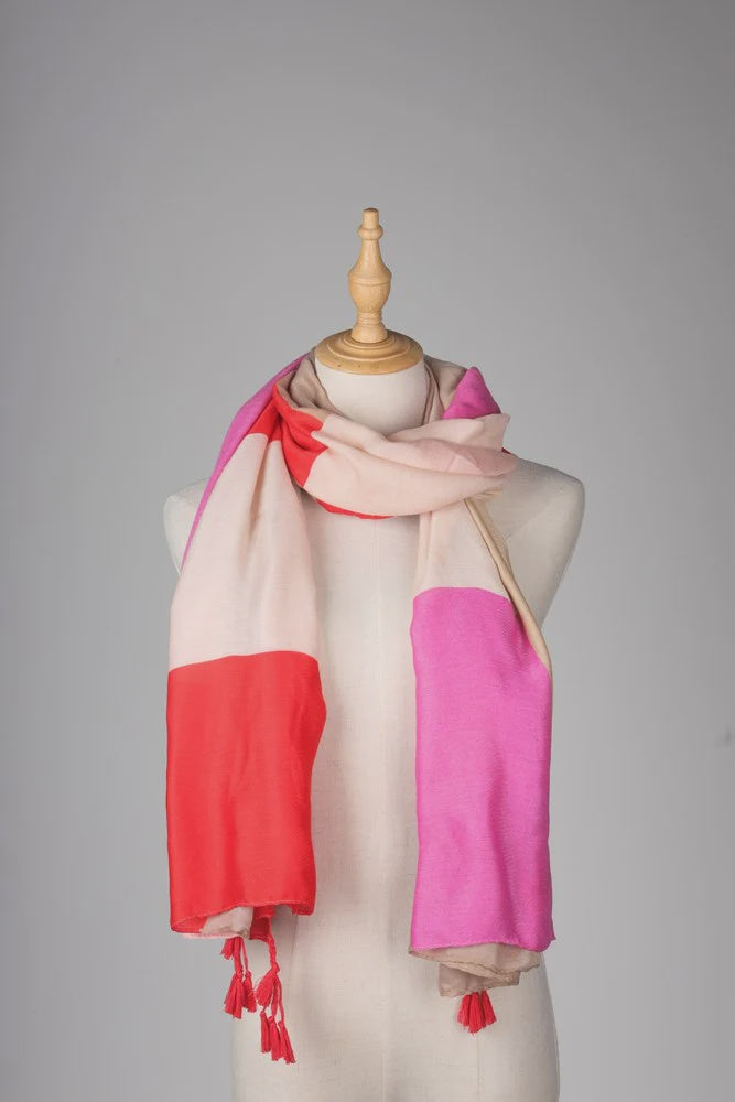 Antigone | Paige Check Scarf - Pink/Red/Beige | Shut the Front Door