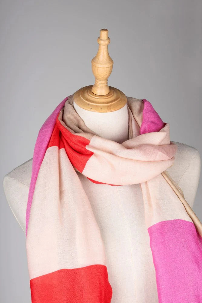 Antigone | Paige Check Scarf - Pink/Red/Beige | Shut the Front Door