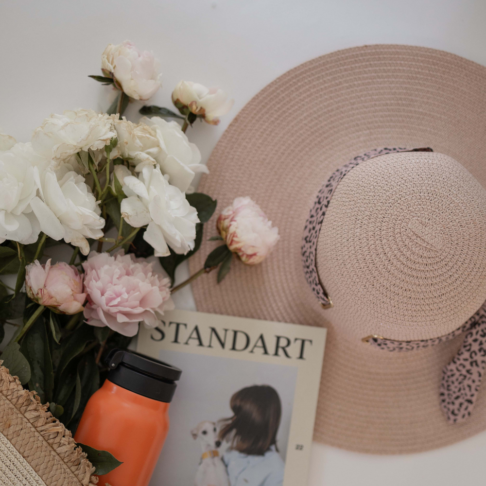 Antigone | Wide Brim Sunhat - Blush/Leopard | Shut the Front Door