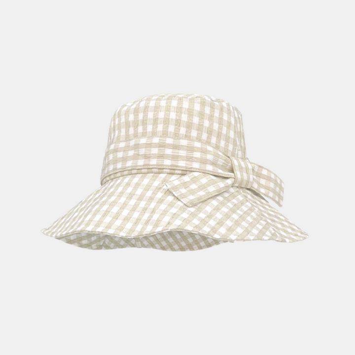 Antigone | Kiera Check Bucket Hat - Beige/White | Shut the Front Door