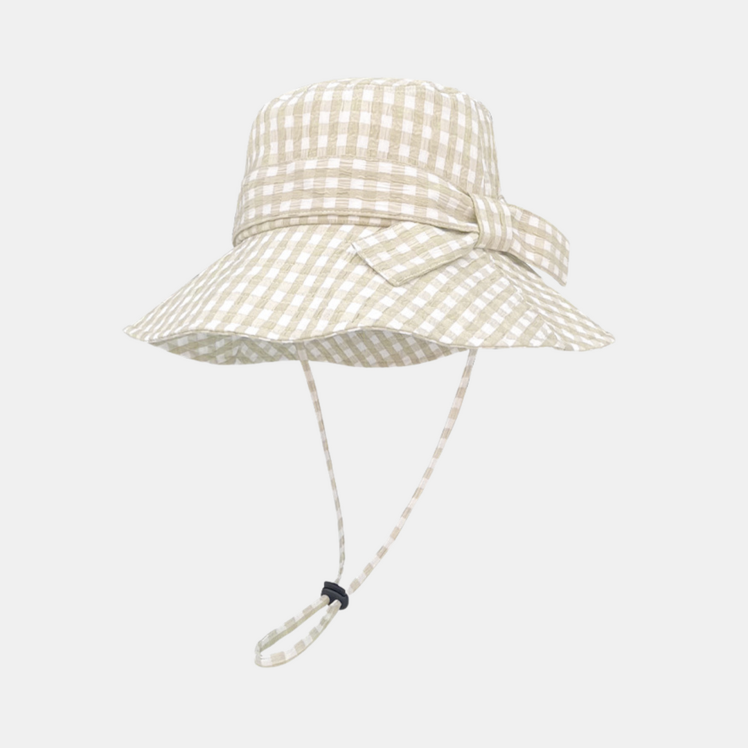 Antigone | Kiera Check Bucket Hat - Beige/White | Shut the Front Door