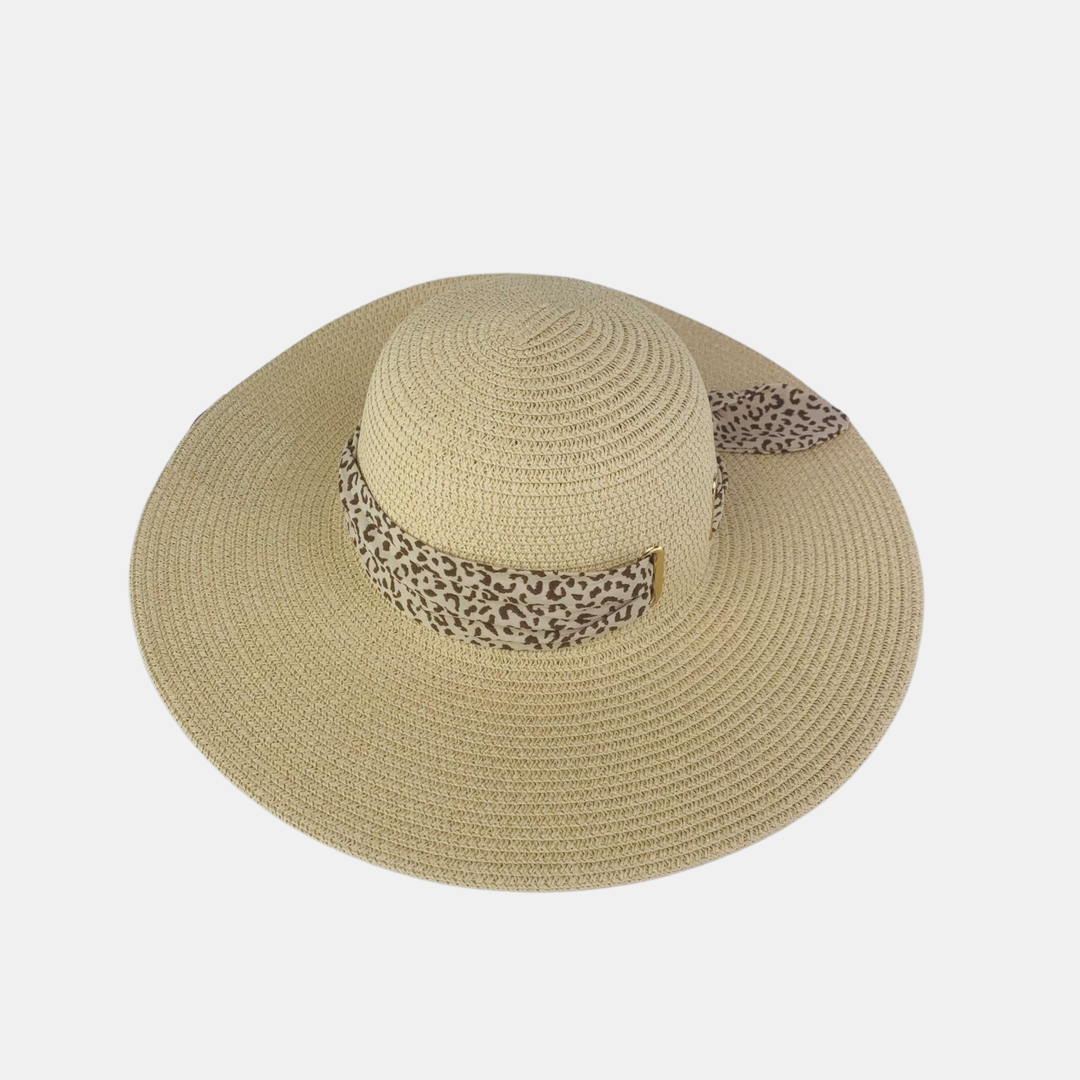 Antigone | Wide Brim Sunhat - Natural/Leopard | Shut the Front Door