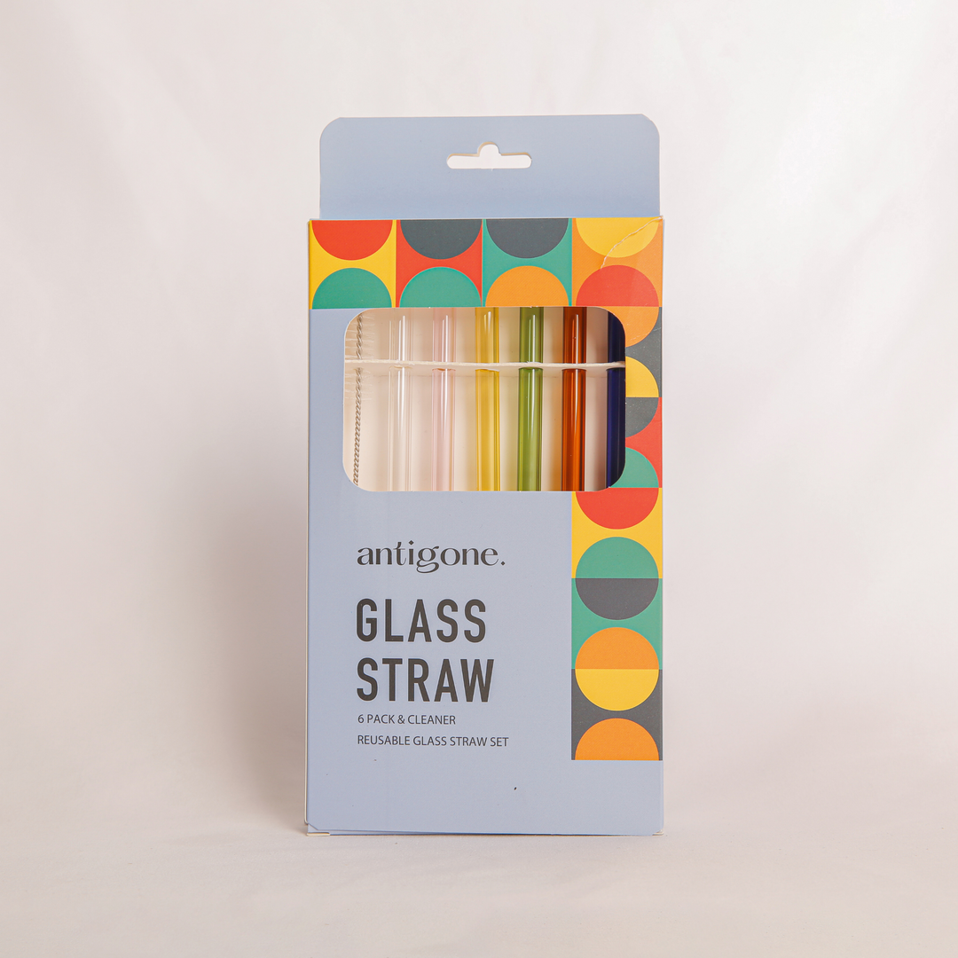 Antigone | Reusable Glass Straws Set 6 - Short Multi | Shut the Front Door