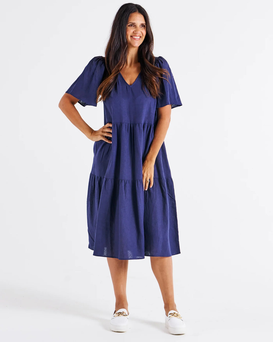 Betty Basics | Regina Linen Dress - Navy | Shut the Front Door