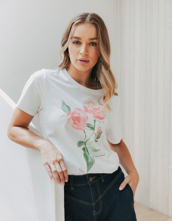 Foxwood | In Bloom Tee - White | Shut the Front Door