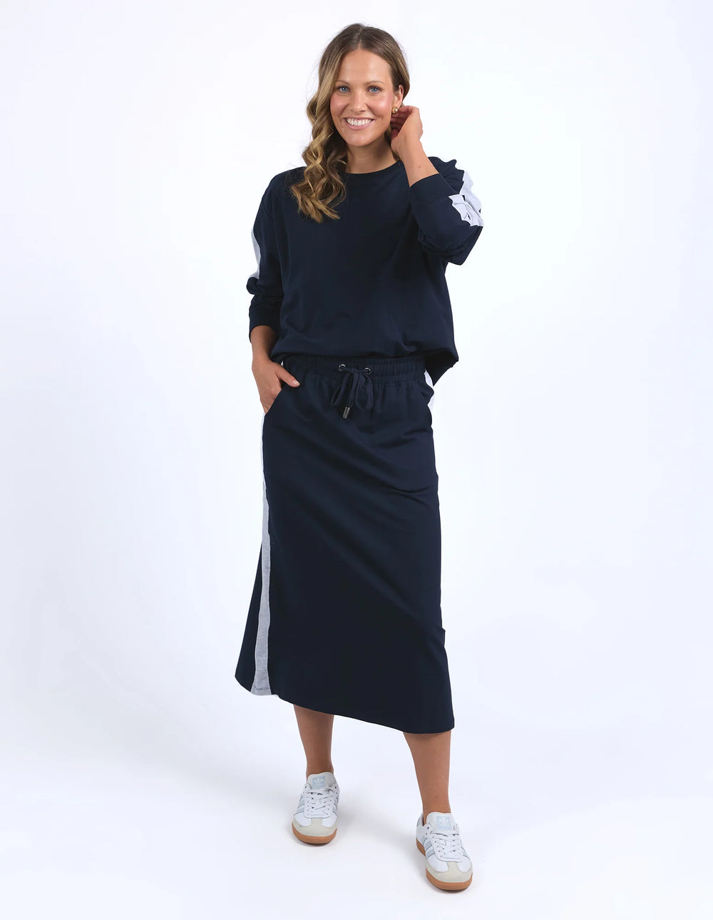 Elm Knitwear | Sloane Fleece Skirt - Navy | Shut the Front Door