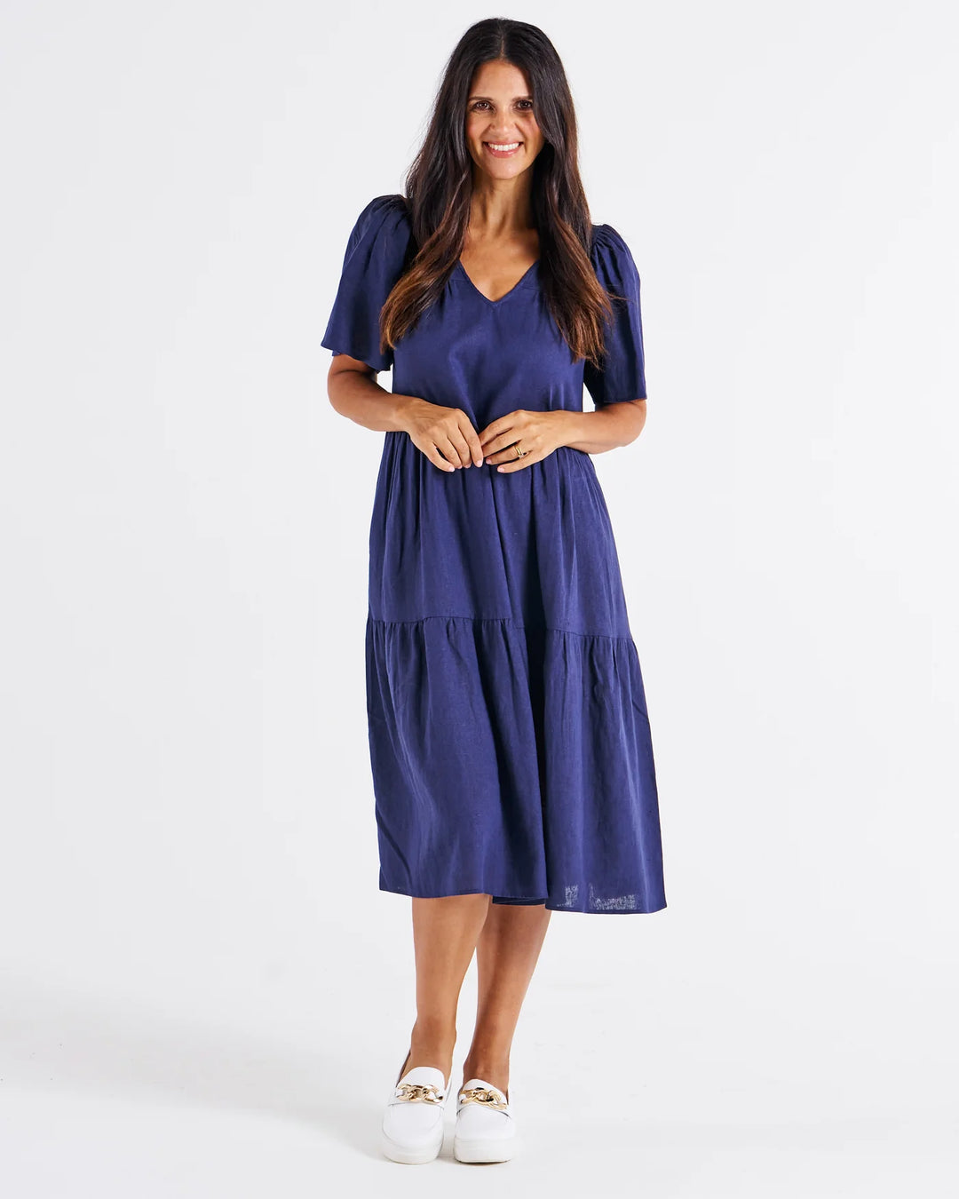 Betty Basics | Regina Linen Dress - Navy | Shut the Front Door