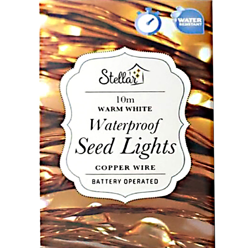 Stellar Haus | 10m Waterproof AA Seed Light String - Copper Warm White | Shut the Front Door