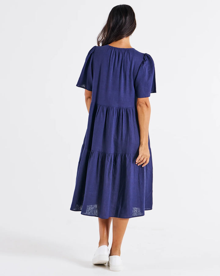 Betty Basics | Regina Linen Dress - Navy | Shut the Front Door