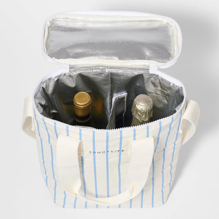 Sunnylife | Drinks Cooler Bag - Le Weekend Mid Blue-Cream | Shut the Front Door