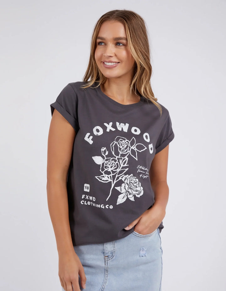 Foxwood | Rosette Tee - White/Black | Shut the Front Door