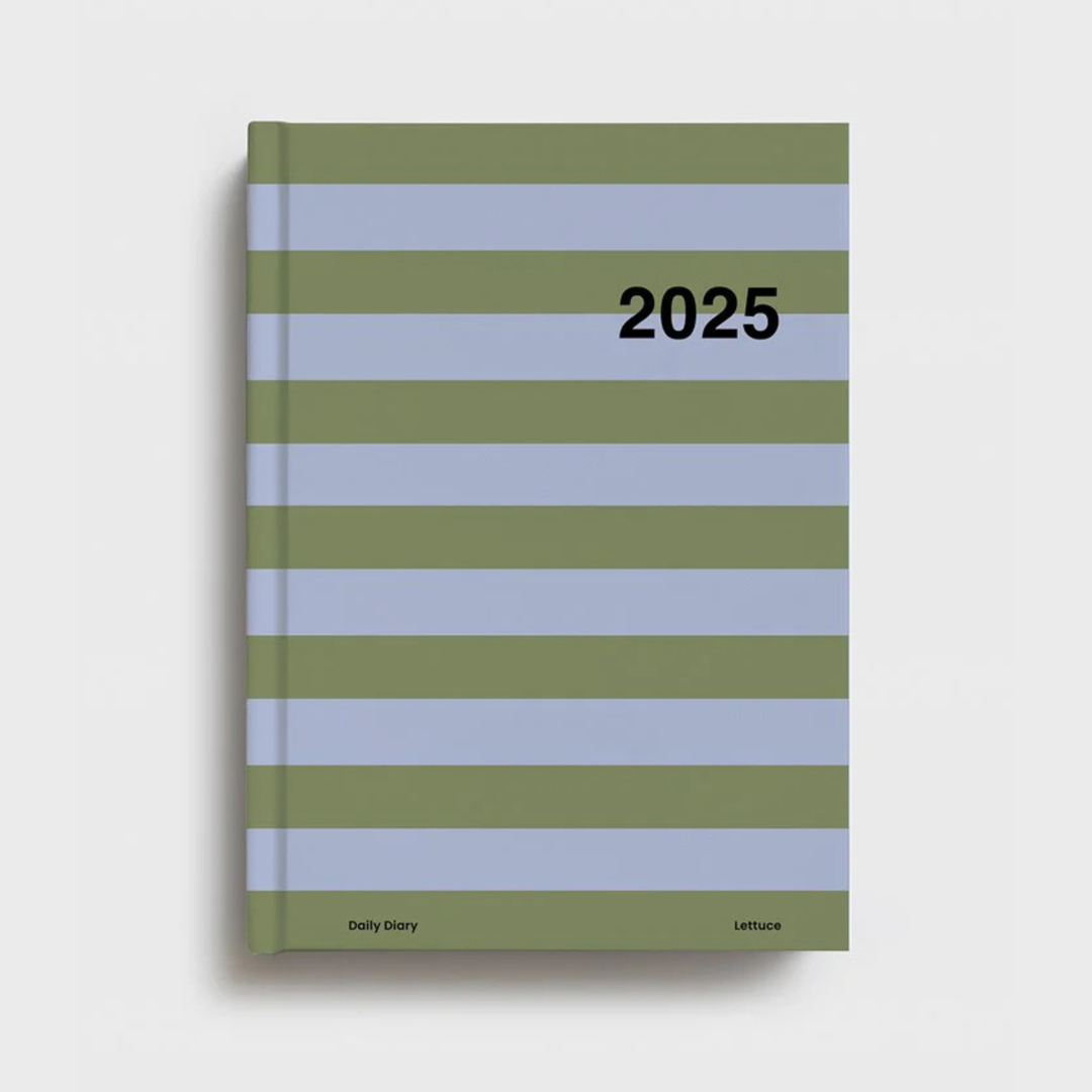 Lettuce | 2025 Daily Diary - Periwinkle/Olive Stripe | Shut the Front Door