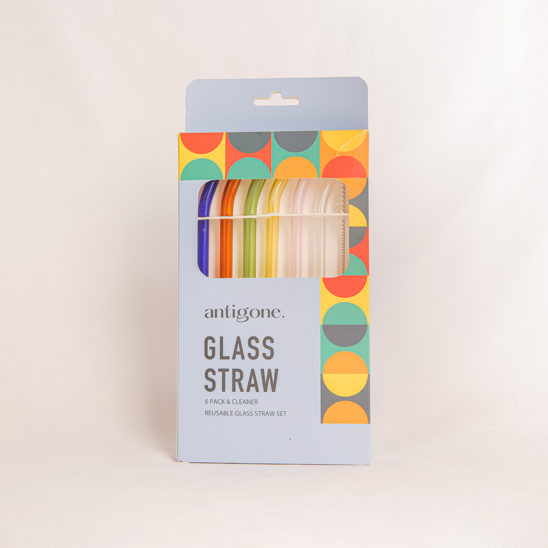 Antigone | Reusable Glass Straws Set 6 - Bend Multi | Shut the Front Door