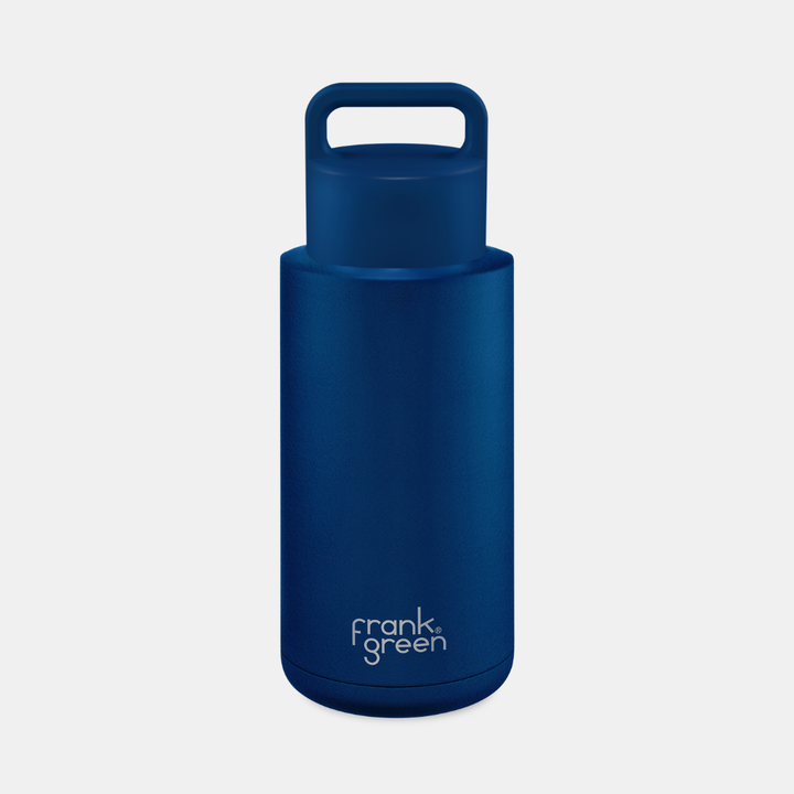 Frank Green | Ceramic Lined Reusable Bottle 34oz Grip Finish - Midnight | Shut the Front Door