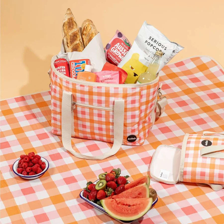 Kollab | Holiday Picnic Bag - Watermelon Peach Check | Shut the Front Door