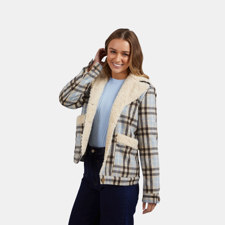 Elm Knitwear | Demi Check Jacket - Blue | Shut the Front Door