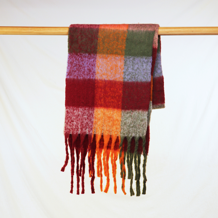 Antigone | Casey Check Scarf - Burgandy | Shut the Front Door