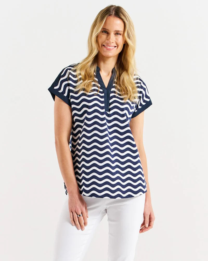 Betty Basics | Bridie Tee - Navy Wavy Stripe | Shut the Front Door