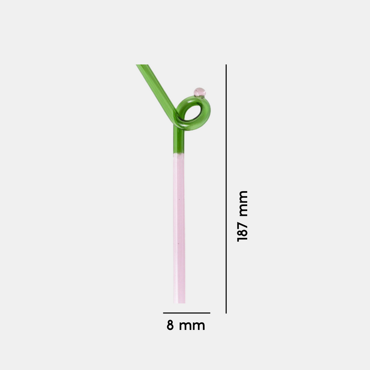 Antigone | Reusable Glass Straw - Loopy Green/Pink | Shut the Front Door