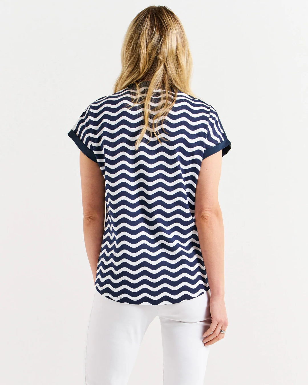 Betty Basics | Bridie Tee - Navy Wavy Stripe | Shut the Front Door