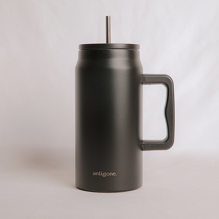 Antigone | sipREADY Travel Tumbler w/straw XL - Black | Shut the Front Door