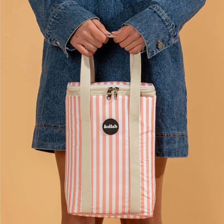 Kollab | Holiday Wine Cooler Bag - Coral Stripe | Shut the Front Door