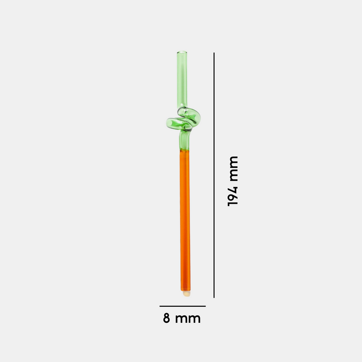 Antigone | Reusable Glass Straw - Curly Green/Amber | Shut the Front Door