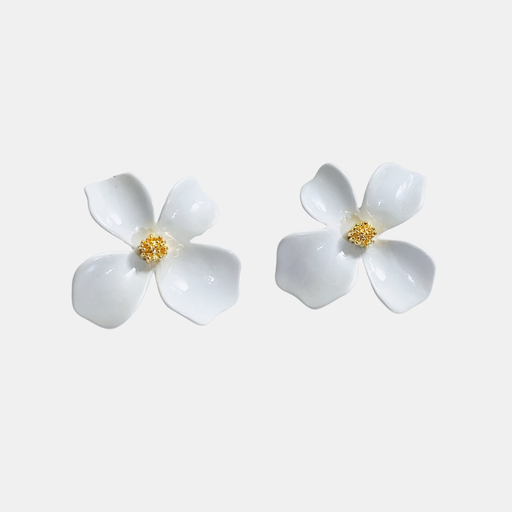 Flower Earrings - White