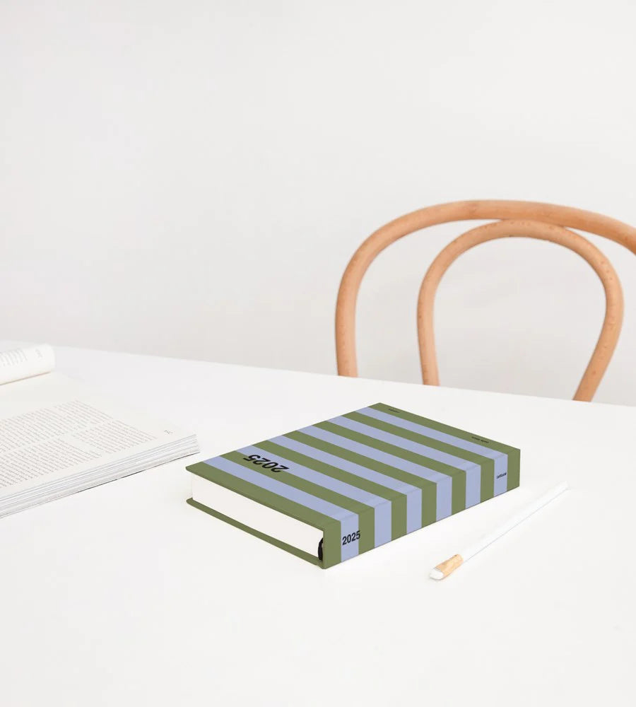 Lettuce | 2025 Daily Diary - Periwinkle/Olive Stripe | Shut the Front Door