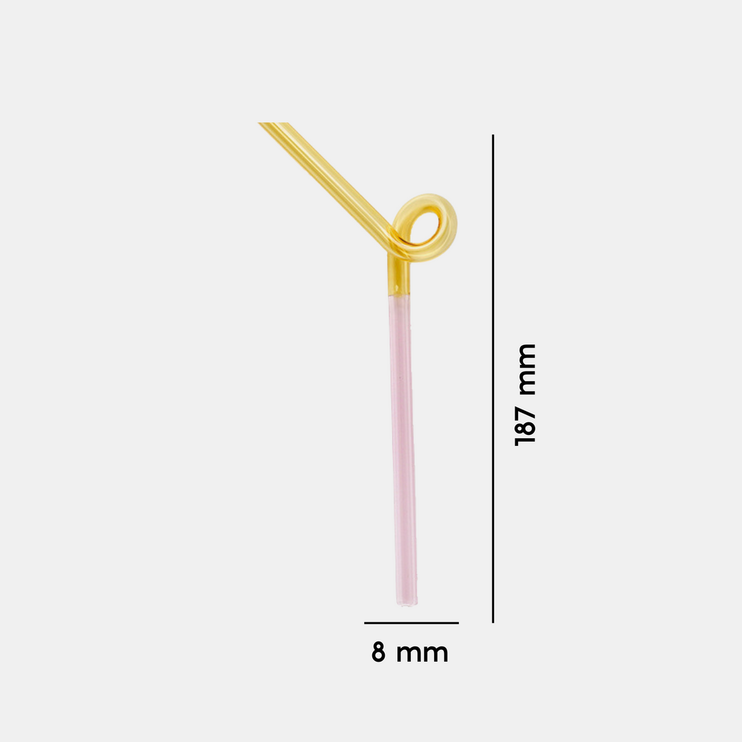 Antigone | Reusable Glass Straw - Loopy Yellow/Pink | Shut the Front Door