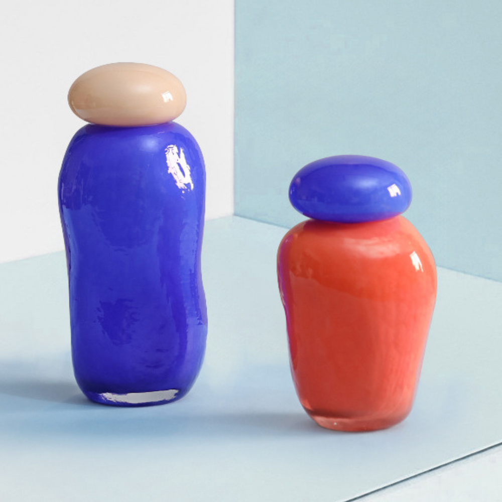 Garcia | Ruby Glass Vase - Deep Blue & Beige | Shut the Front Door