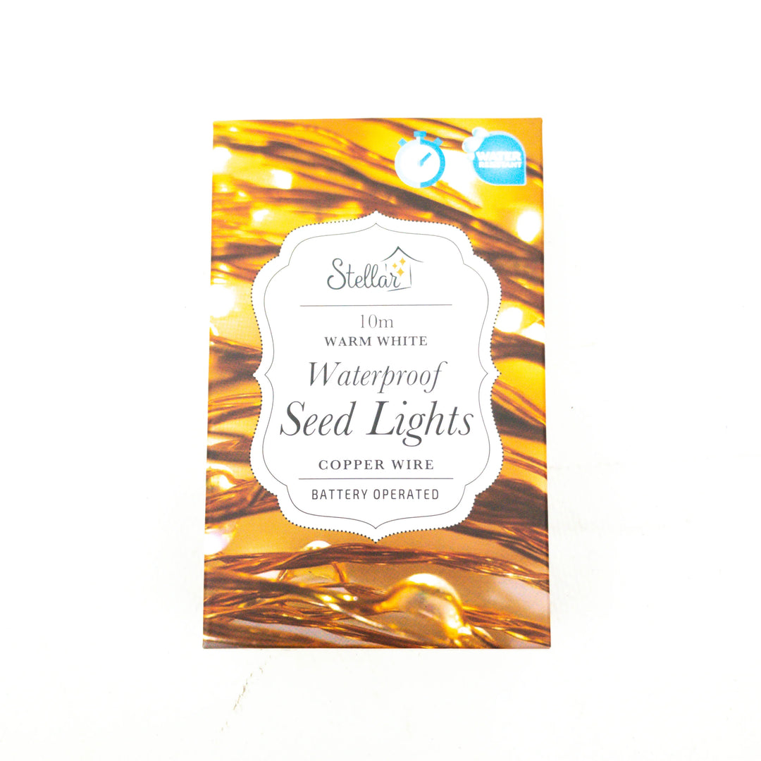 Stellar Haus | 10m Waterproof AA Seed Light String - Silver Warm White | Shut the Front Door