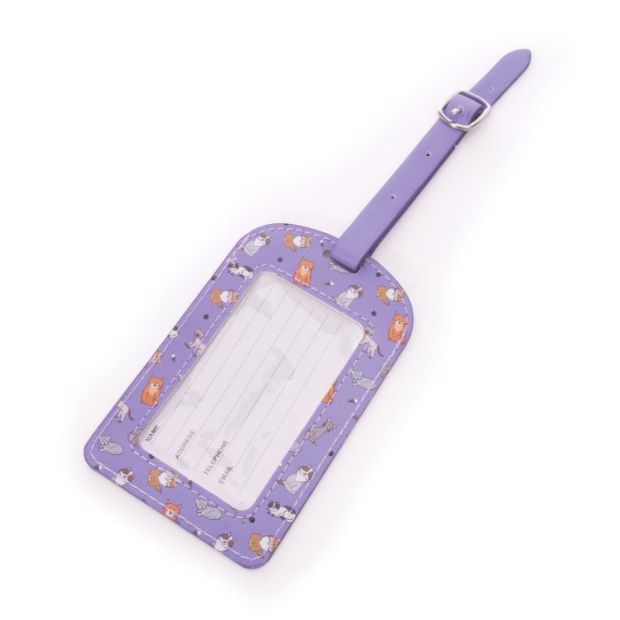 IS Gifts | Cat Luggage Tag - Lilac | Shut the Front Door