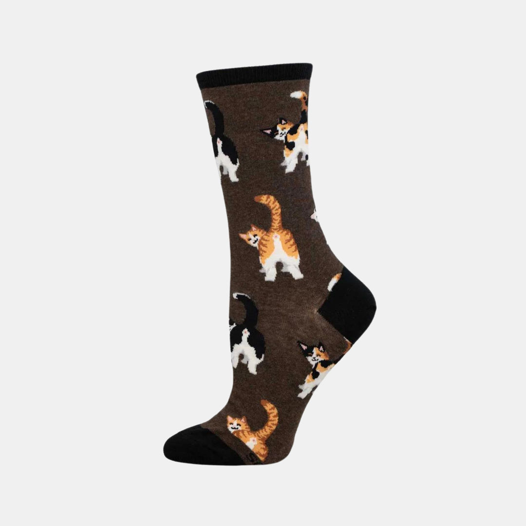 Socksmith | Men's Cat Butts Socks - Brown Heather | Shut the Front Door