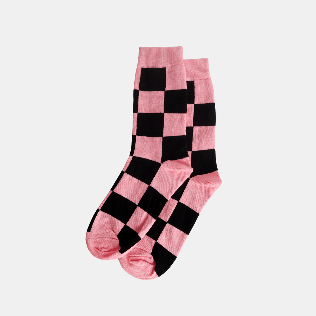 Antigone | Socks - Pink/Black - Check | Shut the Front Door