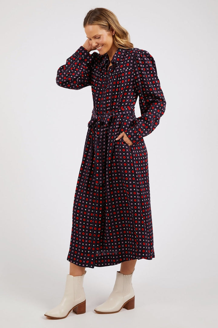 Elm Knitwear | Jessie Geo Shirt Dress - Navy | Shut the Front Door