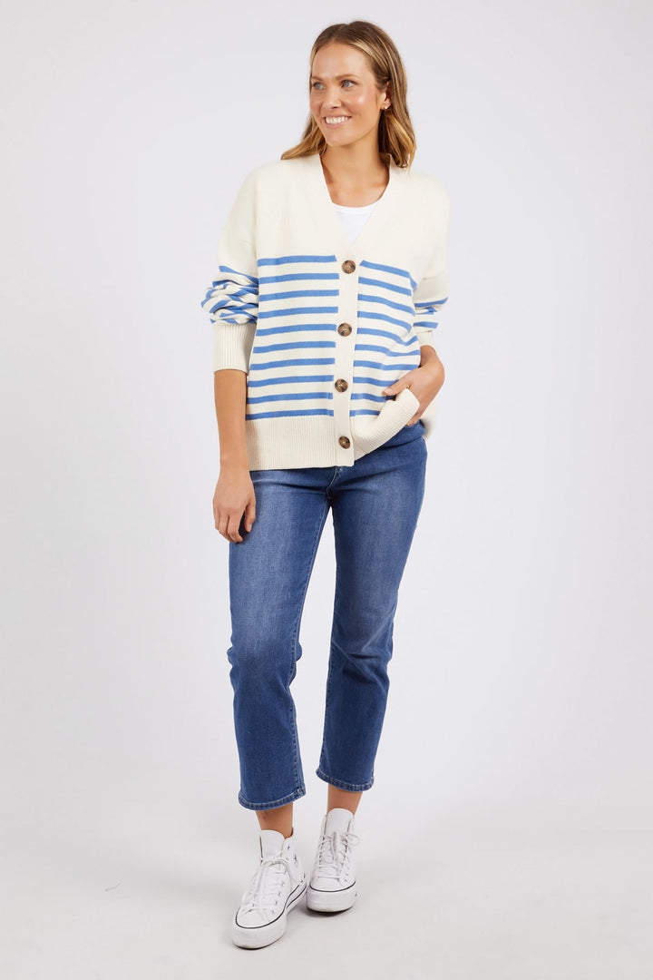 Elm Knitwear | Mabel Stripe Cardi - Cerulean | Shut the Front Door