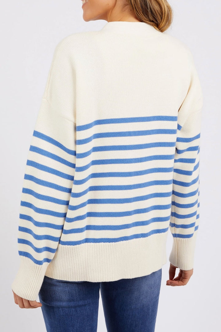 Elm Knitwear | Mabel Stripe Cardi - Cerulean | Shut the Front Door