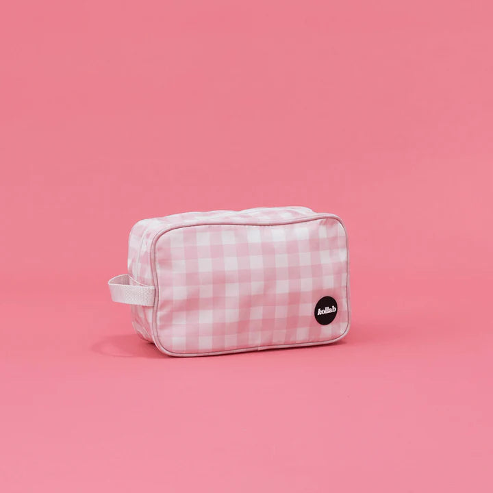 Kollab | Holiday Travel Bag - Candy Pink Check | Shut the Front Door