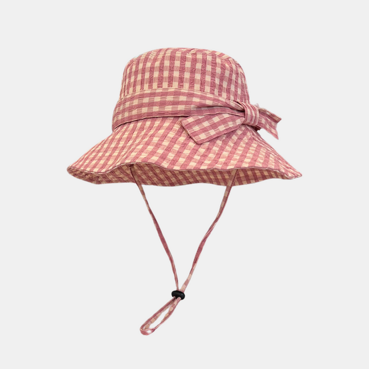 Antigone | Kiera Check Bucket Hat - Rose/White | Shut the Front Door