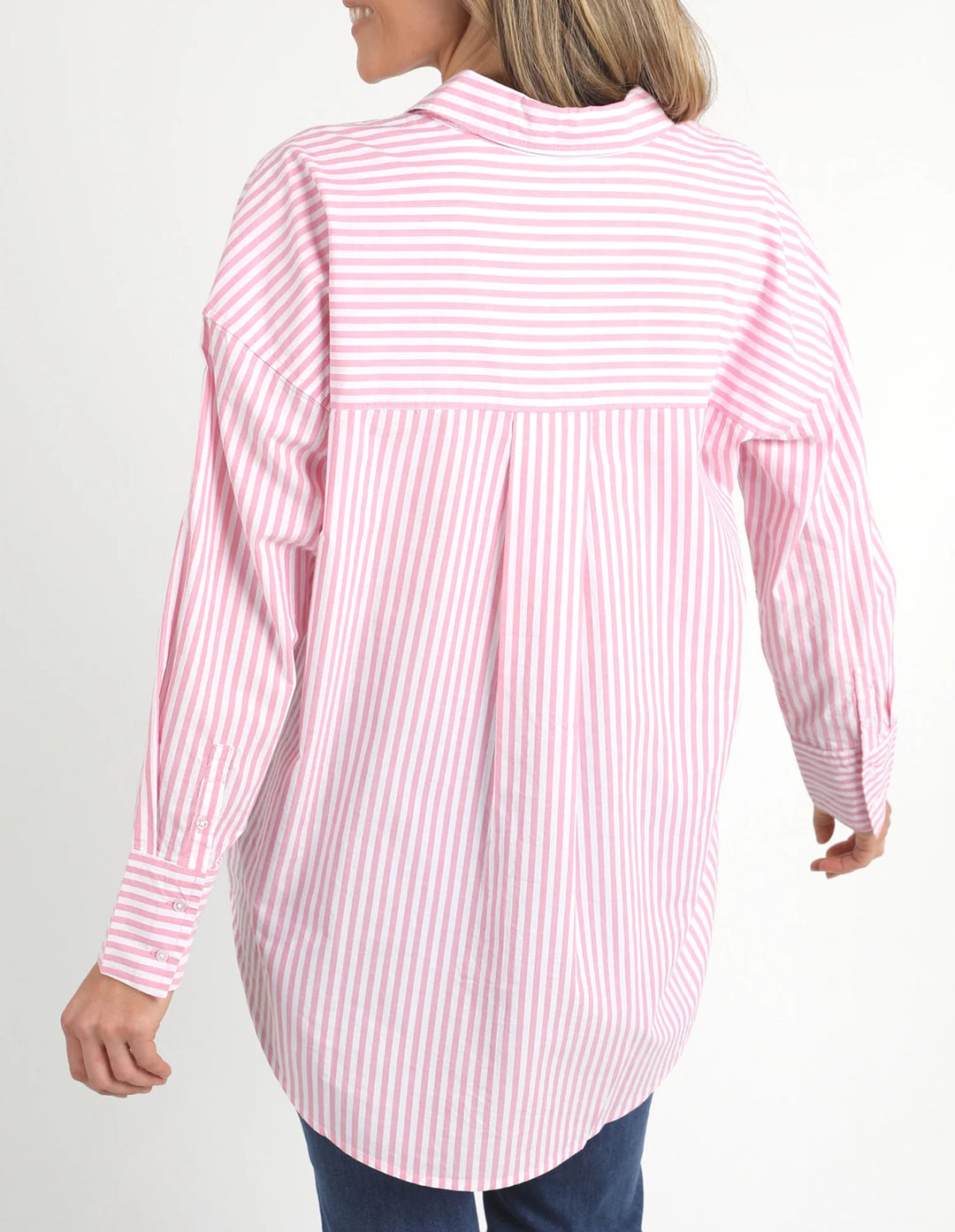 Elm Knitwear | Delia Stripe Shirt - Strawberry | Shut the Front Door