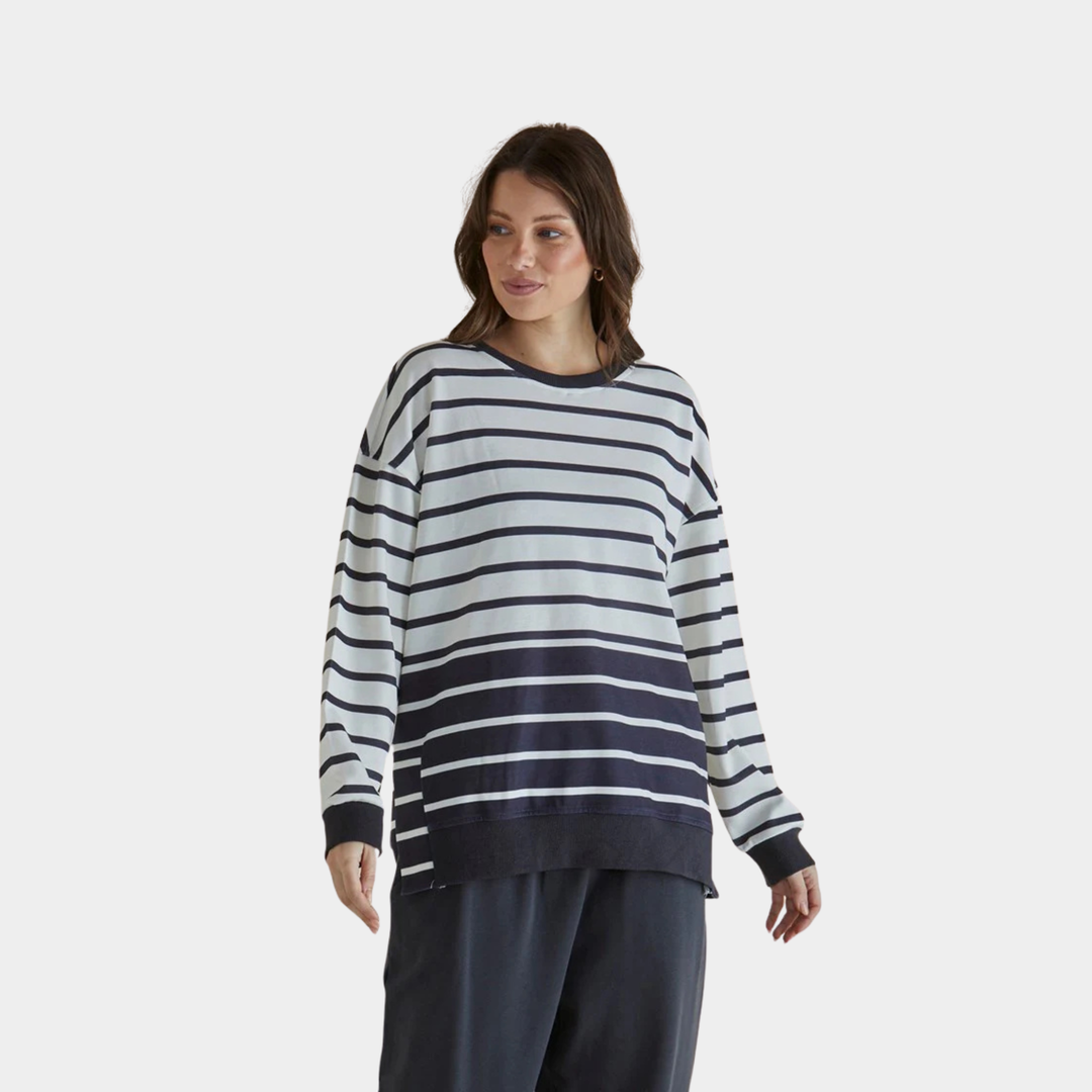 Betty Basics | Easy Crew Sweat - Black/White Stripe | Shut the Front Door