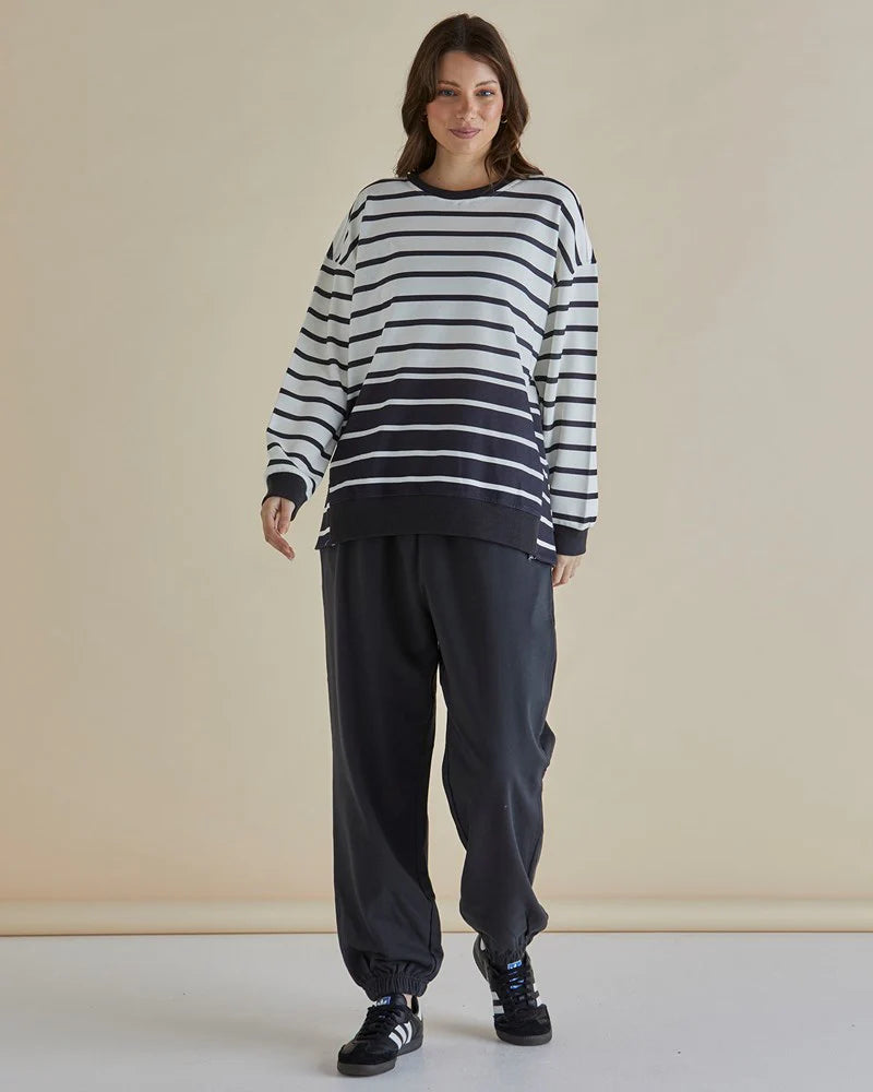 Betty Basics | Easy Crew Sweat - Black/White Stripe | Shut the Front Door