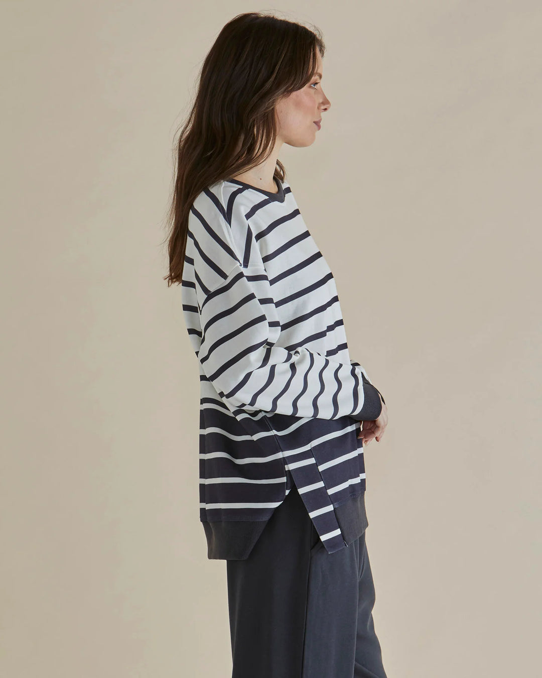 Betty Basics | Easy Crew Sweat - Black/White Stripe | Shut the Front Door