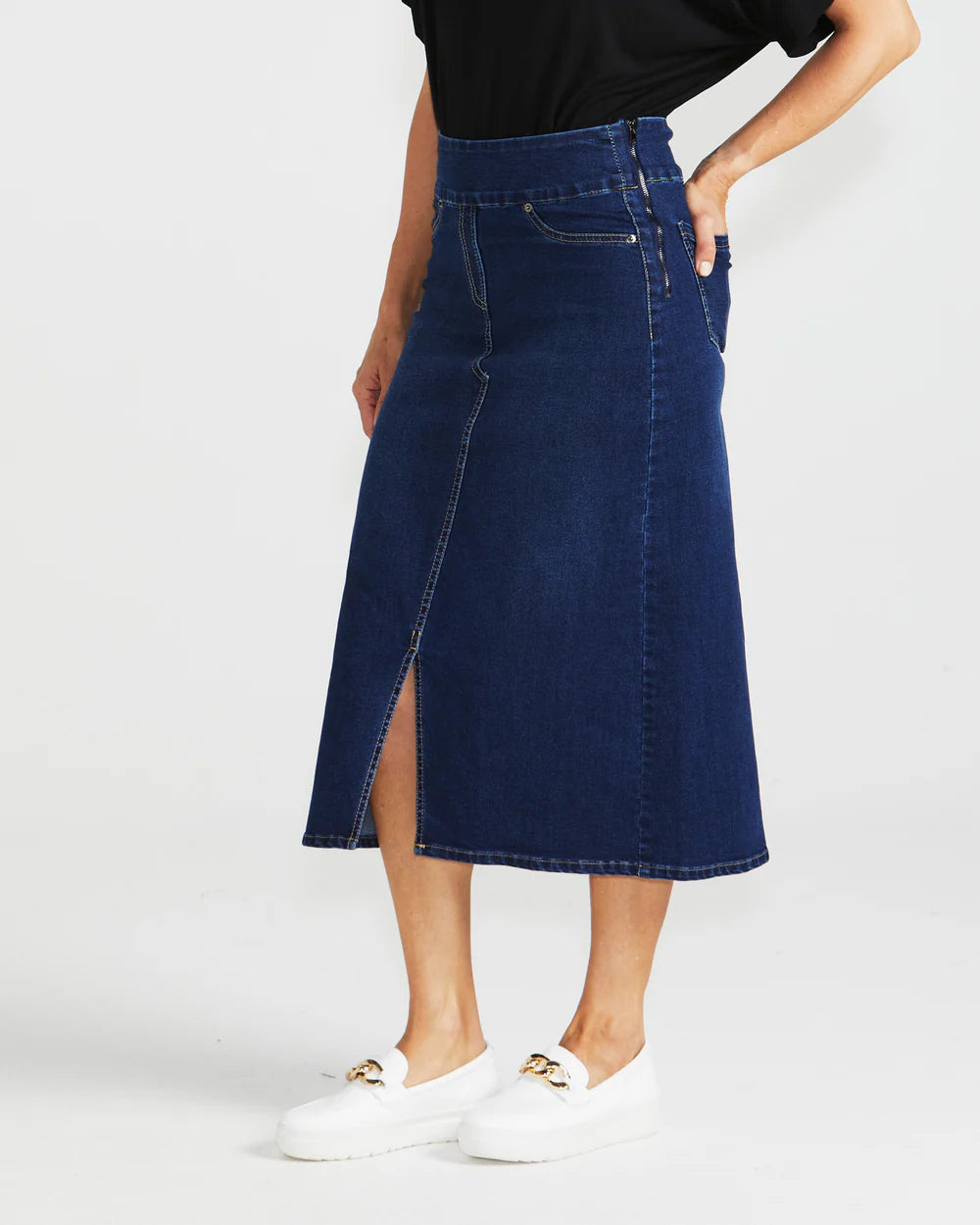 Betty Basics | Shelby Stretch Denim Skirt - Midnight | Shut the Front Door