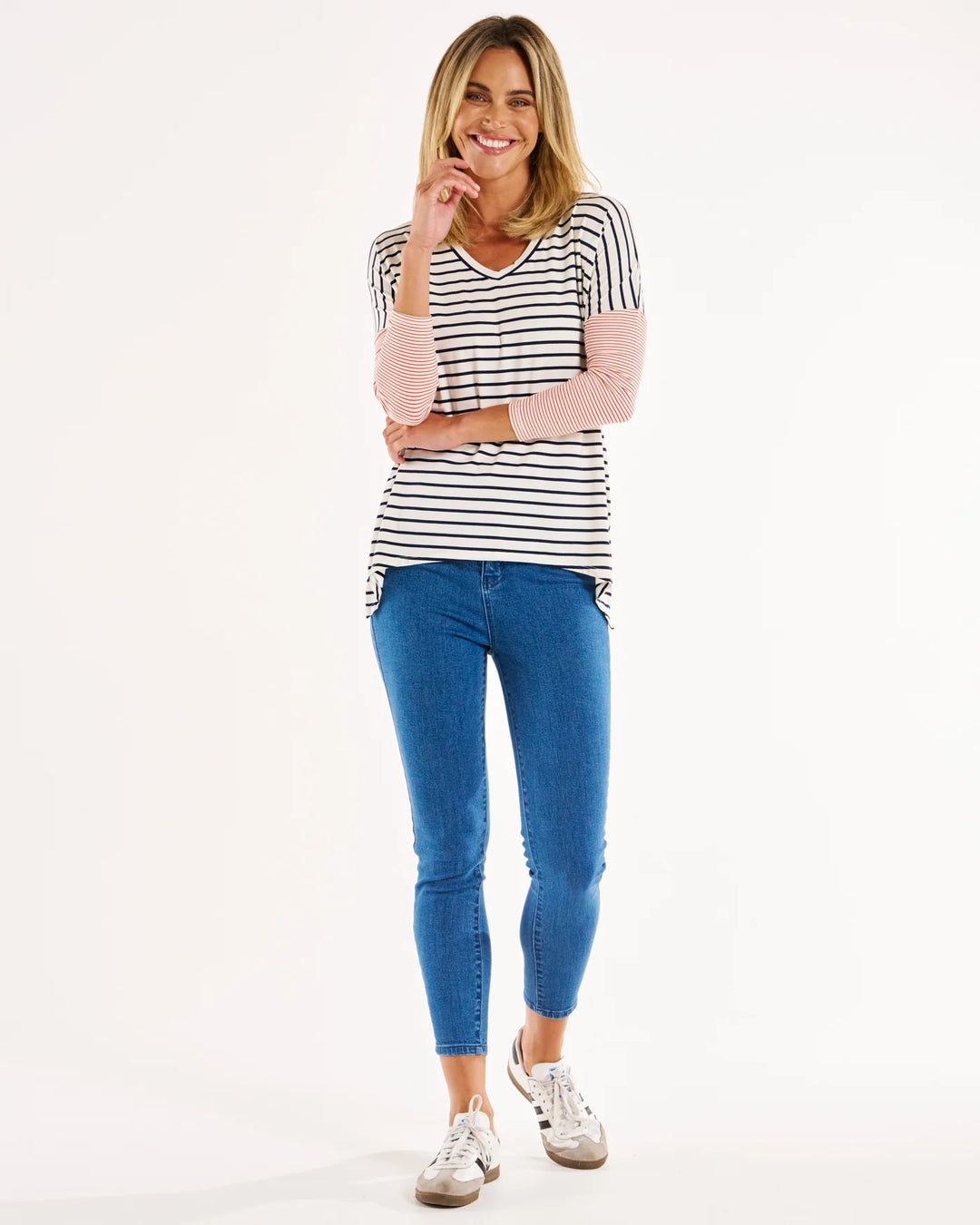 Betty Basics | Geneva Tee - Blue/Red Stripe | Shut the Front Door