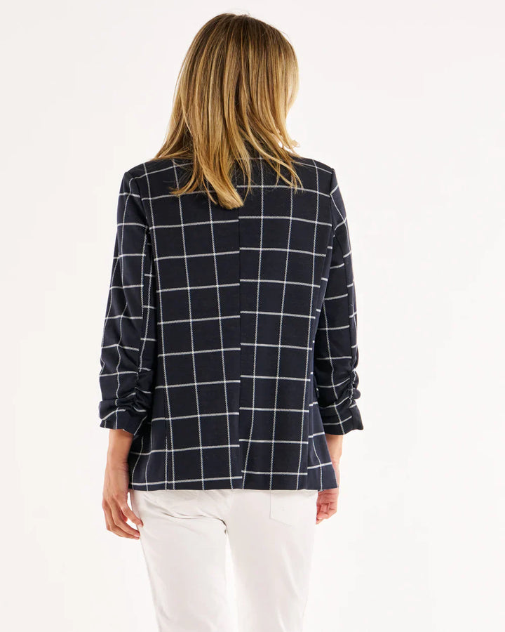 Betty Basics | Check Jersey Blazer - Navy Check | Shut the Front Door