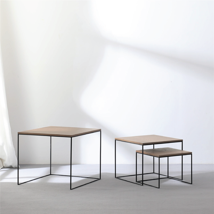 Garcia | Trio Square Nesting Tables - Natural/Black Set 3 | Shut the Front Door