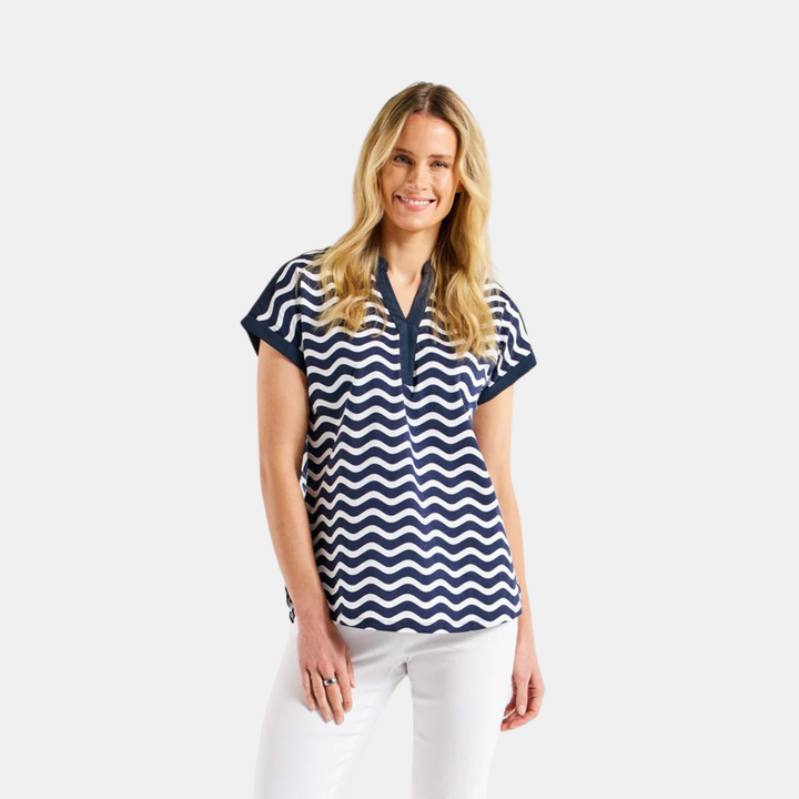 Betty Basics | Bridie Tee - Navy Wavy Stripe | Shut the Front Door